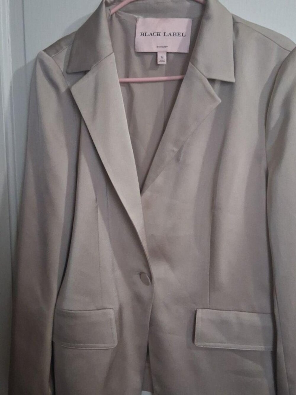 Chico’s Black Label Blazer Size 12 Gray Tailored Jacket Business Professional